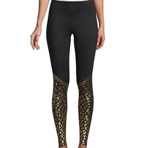 Roberto Cavalli Sport Cheetah Print Black Leggings